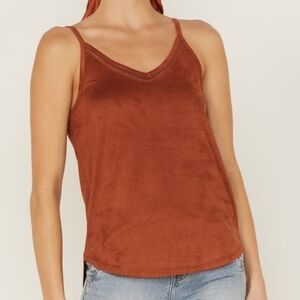 Shyanne Women's Faux Suede Solid Ladder Lace Trim Cami Size Xlarge